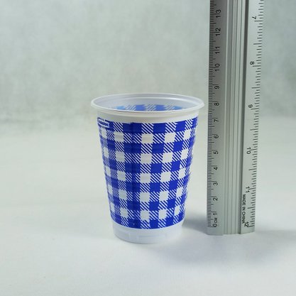 Copo Descartável 200 ml Xadrez Azul 25 un Kaixote