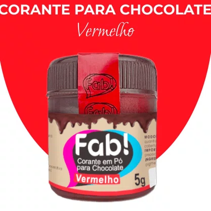 Corante Em Po P/ Chocolate Vermelho Fab 5g