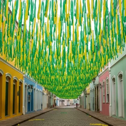 Cordão Metaloide Verde e Amarelo 10m
