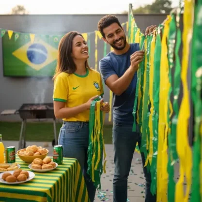 Cordão Metaloide Verde e Amarelo 10m