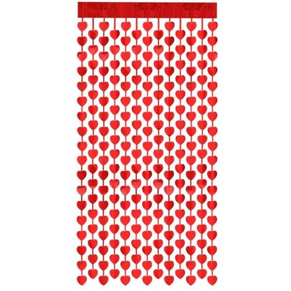 Cortina Metaloide Coração Vermelho - Ref. GM2060