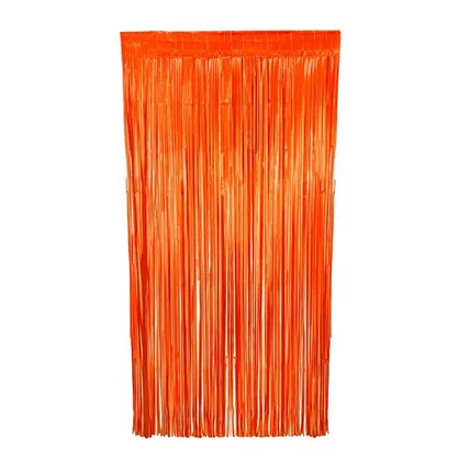 Cortina Metaloide Laranja Neon 1x2 m Partiu Festa