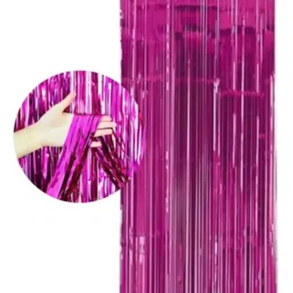 Cortina Metaloide Pink 1m x 2m Partiu Festa