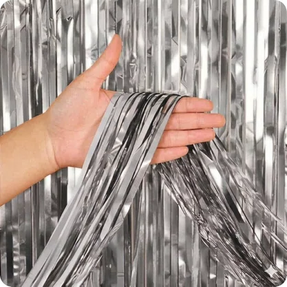Cortina Metaloide Prata 1mx2m Partiu Festa