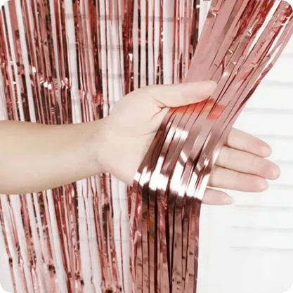 Cortina Metaloide Rose Gold 1m x 2m  Partiu Festa