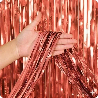 Cortina Metaloide Rose Gold 1m x 2m  Partiu Festa