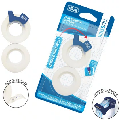 Durex Transparente Invisível com Dispenser Tilibra
