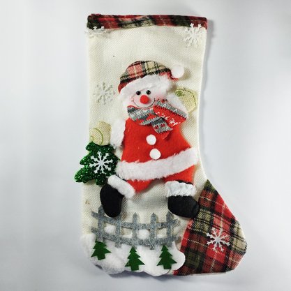 Enfeite Natalino Bota Branco Boneco de Neve 31cm Impulsetto