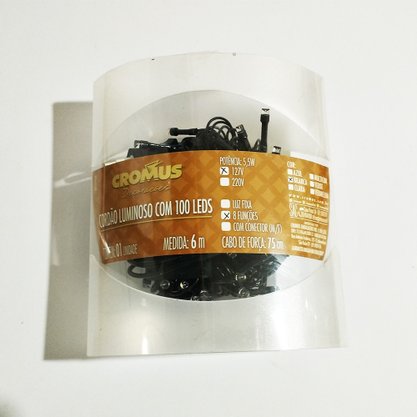 Enfeite Pisca 100 LEDs Branco 6 M Cromus