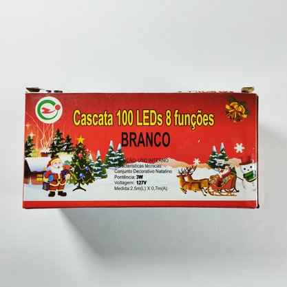 Enfeite Pisca Cascata 100 LEDs Branco 2,5 M Global