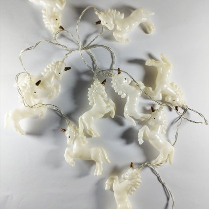 Enfeite Pisca Unicórnio 10 LEDs Branco 1,7M Bazar