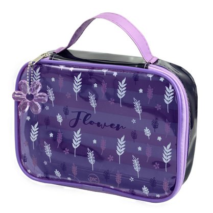 Estojo Box Organizador Multiuso Roxo Flower DAC