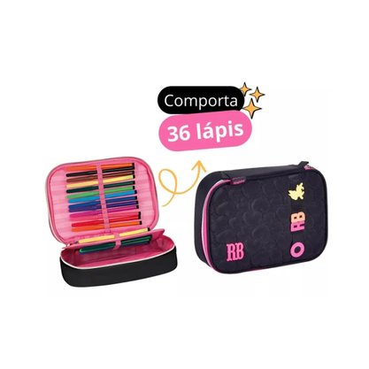 Estojo Box Rosa e Preto RB24540 Rebeca Bonbon Clio