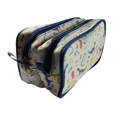 Estojo Duas Divisórias Médio Verde Dinossauro Ac Bag