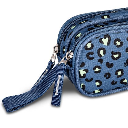 Estojo Duplo Juvenil Azul e Estampado Clio Style