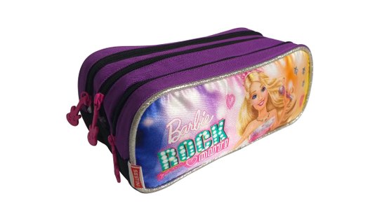 Estojo Três Divisórias Roxo Barbie Rock’n Royal Sestini