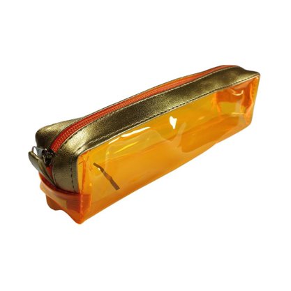 Estojo Tubo Laranja e Dourado Transparente Color Ac Bag