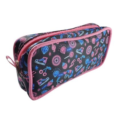Estojo Uma Divisória Médio Preto Neon Ac Bag