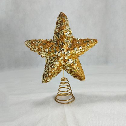 Estrela Ponteira de Árvore Ouro 15cm Matsumoto