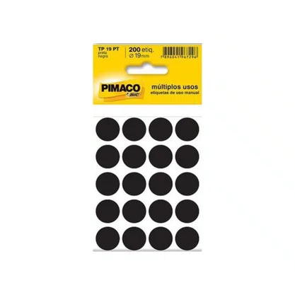 Etiqueta Bolinha 19mm Preta Pimaco C/ 200un