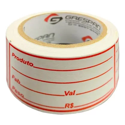 Etiqueta Data Fabricação e Validade 50 x 30 mm Grespan – Pacote com 5 Rolos (100 Unidades Cada)