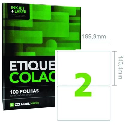 Etiqueta em Folha 02 por Folha Ref CA 4368 com 100 Folhas Colacril