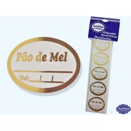 Etiqueta Pão de Mel C/ Validade C/ Linha C/ 100 Un Artflex Cód. 101