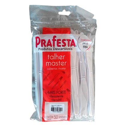 Faca para Refeição Master Branca C/50 Unidades Prafesta