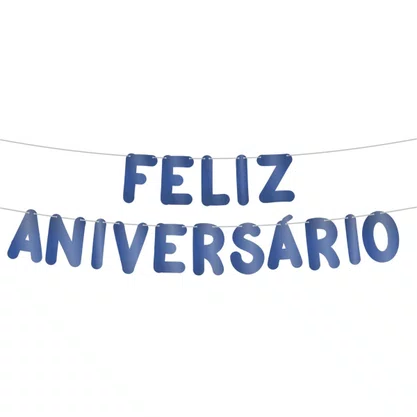 Faixa Feliz Aniversário Azul Royal Kaixote