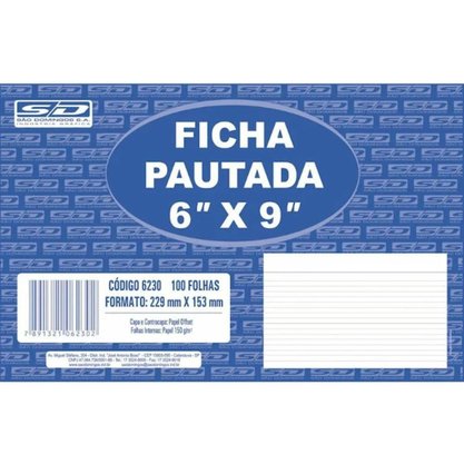 Ficha Pautada 6x9 com 100 unidades S. Domingos
