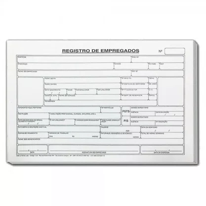 Ficha Registro Empregado Pequena 100 Fls Tamoio