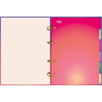Fichário Argolado Colegial Rosa e Roxo Great Tilibra