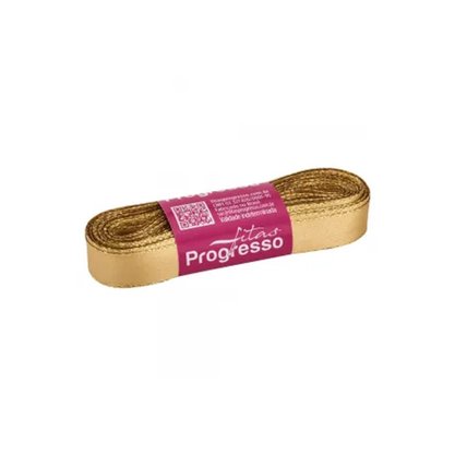 Fita Cetim 15mm Ouro Borda Ouro Cor 228 C/ 10m Progresso