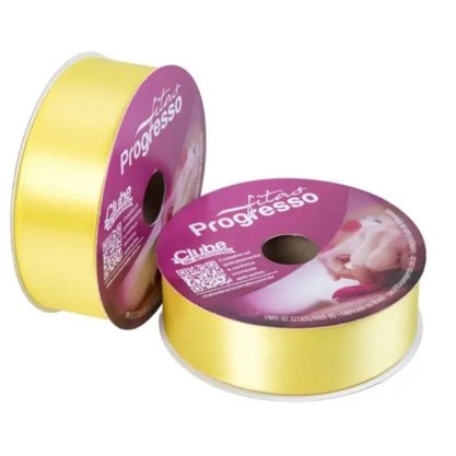 Fita Cetim 38mm Amarelo Canario Cor 242 C/ 50mt Progresso