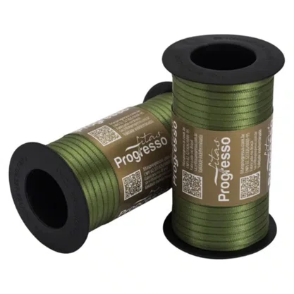 Fita de Cetim 04mm Verde Militar Cor 249 C/ 100m PHFit