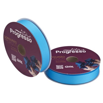 Fita Gorgurão Laço 22mm Azul Médio Cor 1390 Phfit Rolo 40 Metros