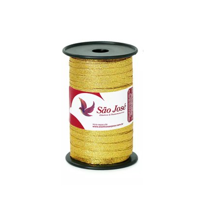 Fita Metálica Ouro 5mm Rolo com 50m Elástico São José