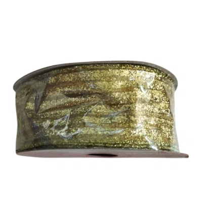 Fita Ouro Listras Ouro 38mm Aramada Ref 1056546 Rolo 9,14m Cromus