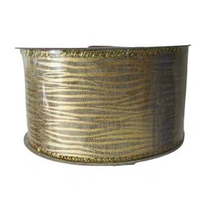 Fita Ouro Listras Ouro 63mm Aramada Ref 1073634 Rolo 9,14m Cromus