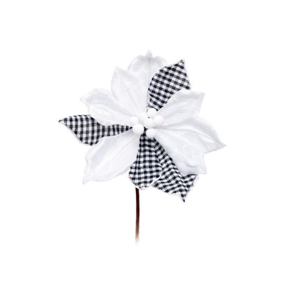 Flor Natalina Xadrez Preto e Branco Cromus