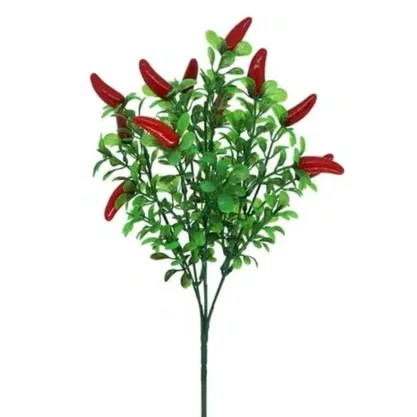 Flor Pimenta Vermelha 5 Galhos 15 Pimentas Ref Hs 1033