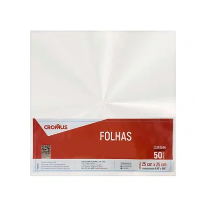 FOLHA P/ MACA AMOR 25X25CM C/ 50UN CROMUS