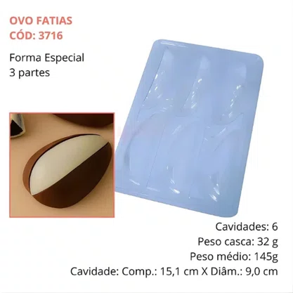Forma Acetato Silicone Ovo Páscoa Fatias 250g BWB