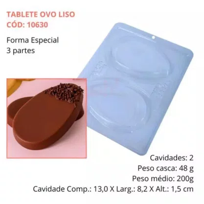 Forma Acetato Silicone Ovo Tablete Grosso Ovo Liso 48g BWB