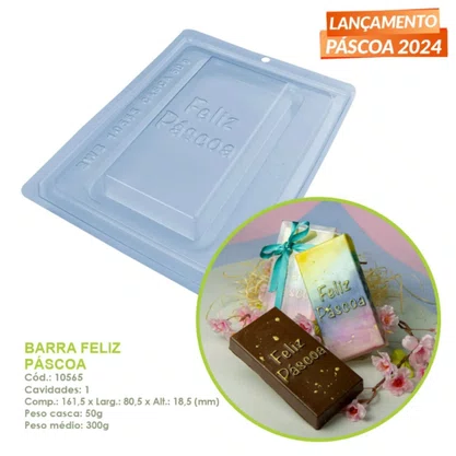 Forma de Acetato com Silicone Barra Feliz Páscoa Cód.10565 BWB