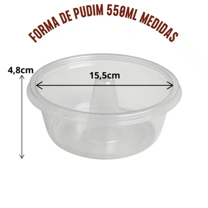 Forma Pudim com Tampa 550ml G 368 com 10 Unidades Galvanotek