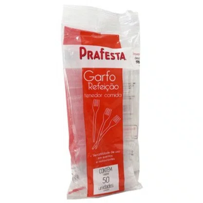 Garfo para Refeição Cristal C/50 Unidades Prafesta