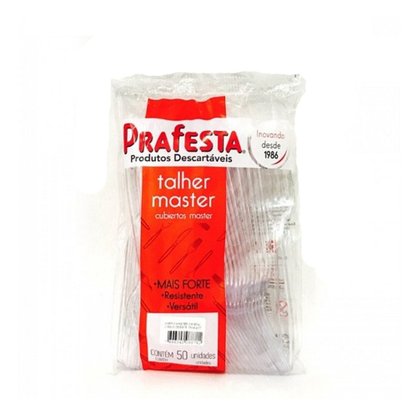 Garfo para Refeição Master Cristal C/50 Unidades Prafesta