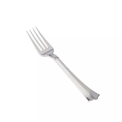 Garfo Refeição Plástico Inox Com 10 Unidades Silverplastic