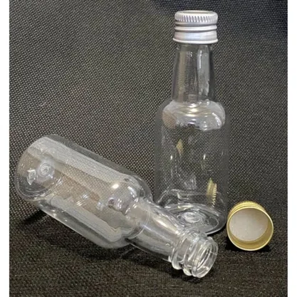 Garrafinha PET Lembrança 50ml Tampa Metal Prata C/ 10un Massari